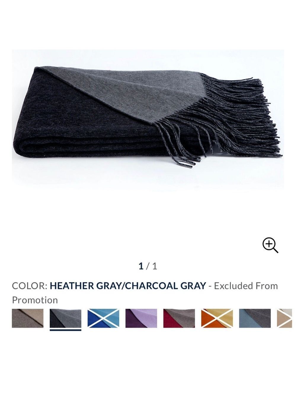 NWOT a & R Cashmere Throw Gray Reversible - Picture 8 of 8
